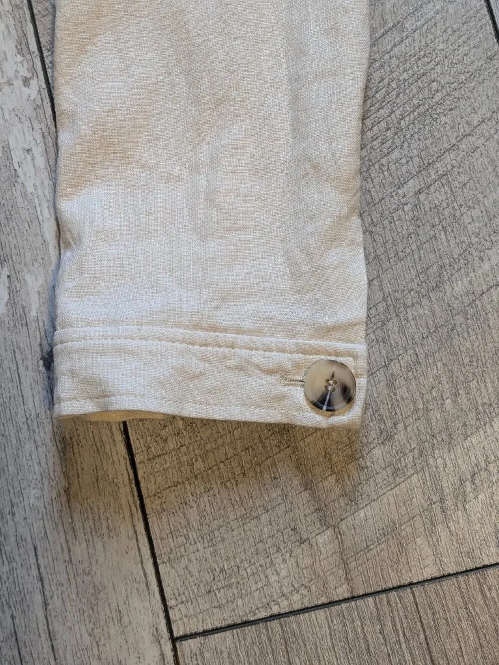 Rachel Zoe Cream Linen Cropped Utility Jacket Button Front Minimalist Chic M - Picture 5 of 12
